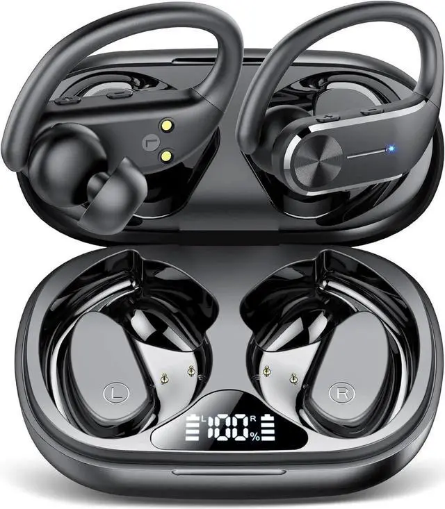 Main image of Ear buds Wireless Bluetooth Earbuds, Sport Bluetooth 5.3 Headphones with LED Display , 68H Playtime, Powerful Bass Over Ear Earphones with Earhooks IP8 Waterproof for Gym/Running/Workout