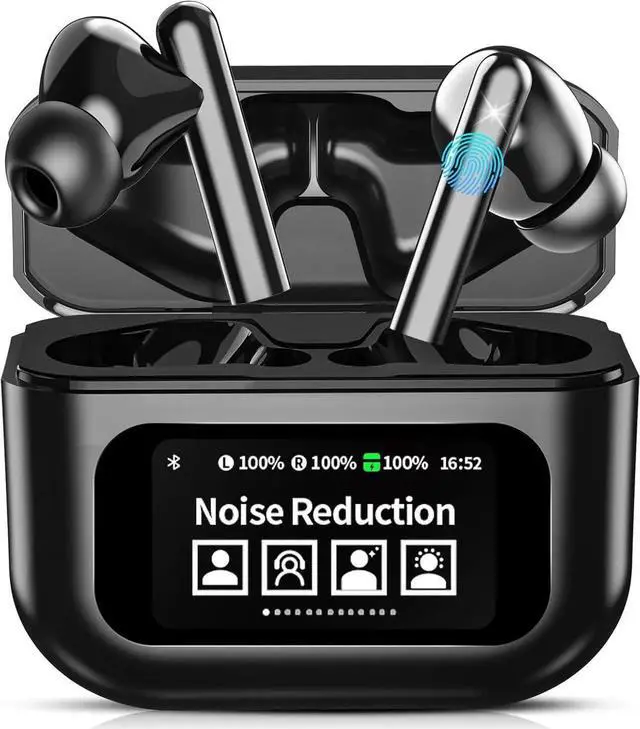 Main image of Wireless Earbuds, Bluetooth 5.4 Headphones in Ear with Touch Screen and HiFi Stereo Deep Bass, ANC Noise Cancelling Mic Wireless Earphones,25H Playtime Bluetooth Earbuds,IPX5 Waterproof (Black)