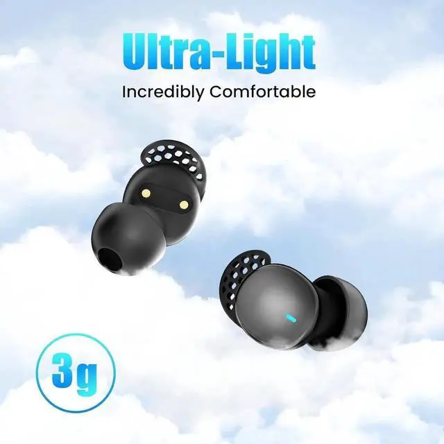 Alt view image 2 of 6 - r Sleep Headphones, Sleep Earbuds for Side Sleepers, Wireless Earbuds Comfortable Noise Blocking, LED Power Display, Music Sleep Dual Mode, Invisible Earbuds for Sleeping, Working, Hiking (Black)