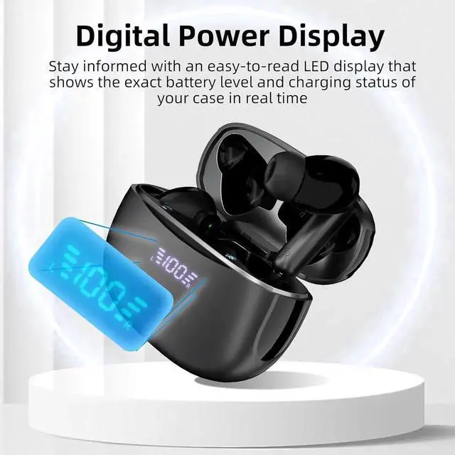 Alt view image 5 of 7 - True Wireless Earbuds, ENC Noise Cancellation, LED Display, 13mm Dynamic Driver, 400mAh Charging Case, Bluetooth 5.3, Long Battery Life, Type-C Fast Charging, Bluetooth Headphones for Sports