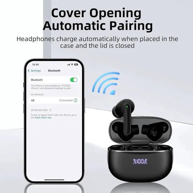 Alt view image 3 of 7 - True Wireless Earbuds, ENC Noise Cancellation, LED Display, 13mm Dynamic Driver, 400mAh Charging Case, Bluetooth 5.3, Long Battery Life, Type-C Fast Charging, Bluetooth Headphones for Sports