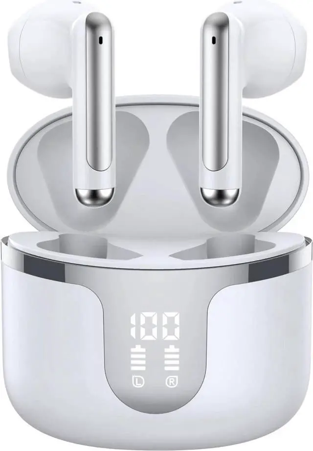 Main image of Bluetooth Wireless Earbuds, Mini Wireless 5.3 Headphones HiFi Stereo, 40H Wireless Earphones with ENC Noise Cancelling Mics, Touch Control, Type-C Charging, Dual LED Display, in Ear for Gym