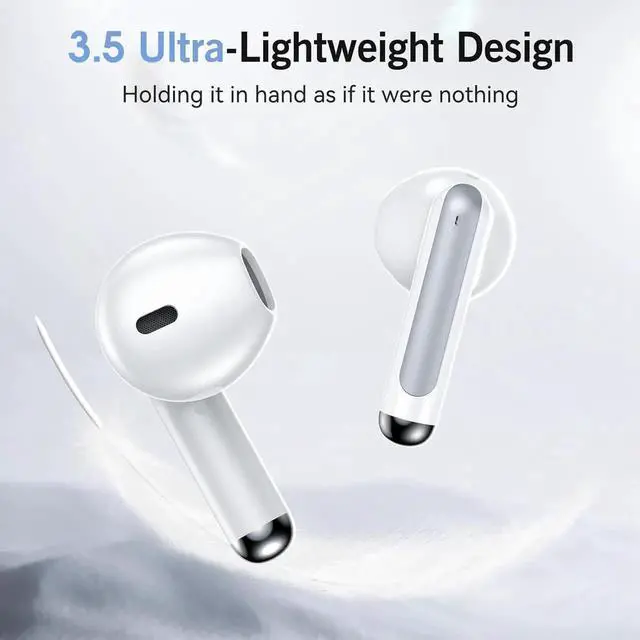 Alt view image 3 of 7 - Bluetooth Wireless Earbuds, Mini Wireless 5.3 Headphones HiFi Stereo, 40H Wireless Earphones with ENC Noise Cancelling Mics, Touch Control, Type-C Charging, Dual LED Display, in Ear for Gym