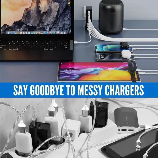 Alt view image 4 of 7 - 8 Ports USB Charging Station for Multiple Device 440W, GAN3 USB C Charger Block, Dual PD 100W Laptop Charger Hub 8 Ports USB Charger Block Compatible with MacBook Pro/Air i-Phone/Galaxy