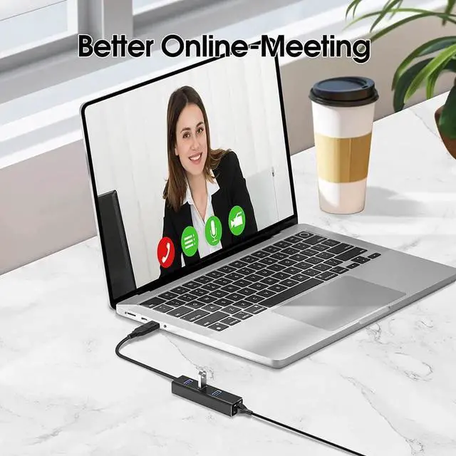 Alt view image 3 of 6 - USB 3.0 HUB with 1000MBps RJ45 Gigabit Ethernet Port, 3-Port USB to Ethernet Adapter with USB C Adapter, Aluminum USB Extender Splitter for Laptop, Mac-Book, Mac Pro, i-Mac, Surface Pro, XPS, PC