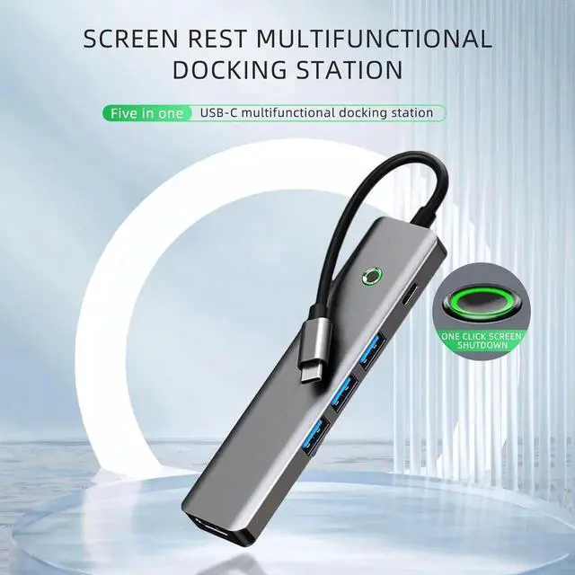 Alt view image 4 of 7 - 5 in 1 USB C Hub, One Click Screen Projection/Rest MF Mac USB C Adapter, Great for Kids with Laptops for School, USB C Hub with 1* 4K HDMI, 3* USB 3.0 Ports, 100W PD for MacBook/Laptop/Phones