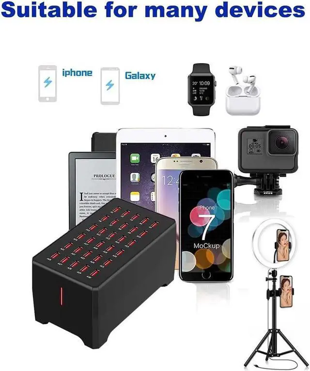 Alt view image 4 of 7 - USB Charger Station, 30-Port USB 150W/30A Multiple USB Charging Station, Multi Ports USB Charger Station for Smartphones, Tablets, and Other USB Devices