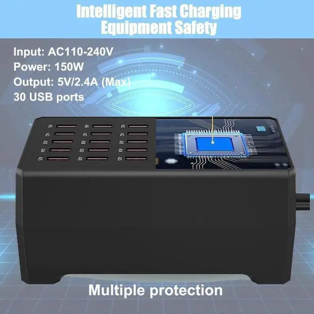 Alt view image 7 of 7 - USB Charger Station, 30-Port USB 150W/30A Multiple USB Charging Station, Multi Ports USB Charger Station for Smartphones, Tablets, and Other USB Devices
