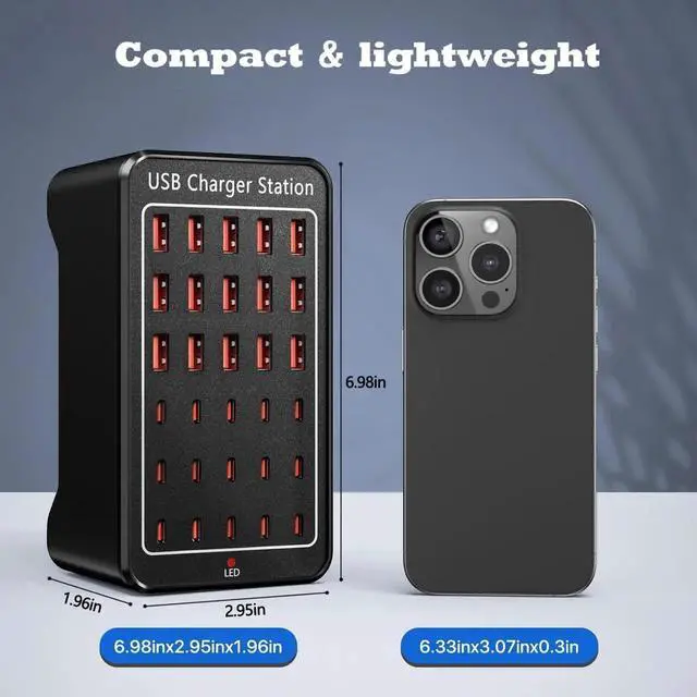 Alt view image 5 of 7 - 150W USB Charging Station, 30-Ports Multi Device Charger with Intelligent Safety Features, Charging Station for Multiple Devices Phone,Watch,Headphones Suitable for Home, Office, Travel, School