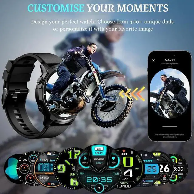 Alt view image 4 of 7 - Smart Watch for Men- Bluetooth Call, Military Smartwatch Waterproof Fitness Sleep Tracker Watch with/Heart Rate/Blood Pressure Monitor/110 Sports Modes, Smart Watch for IOS Android Phones
