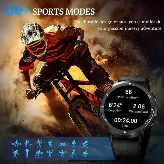 Alt view image 6 of 7 - Smart Watch for Men- Bluetooth Call, Military Smartwatch Waterproof Fitness Sleep Tracker Watch with/Heart Rate/Blood Pressure Monitor/110 Sports Modes, Smart Watch for IOS Android Phones