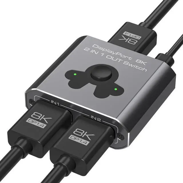 Main image of Displayport Switch 2 in 1 Out, 8K@60Hz 4K@144Hz Display Port Switch, Displayport Switcher, DP 1.4 Switcher, 2 in 1 Out DP Switch Compatible with TVs Monitors Laptops PCs Projectors etc