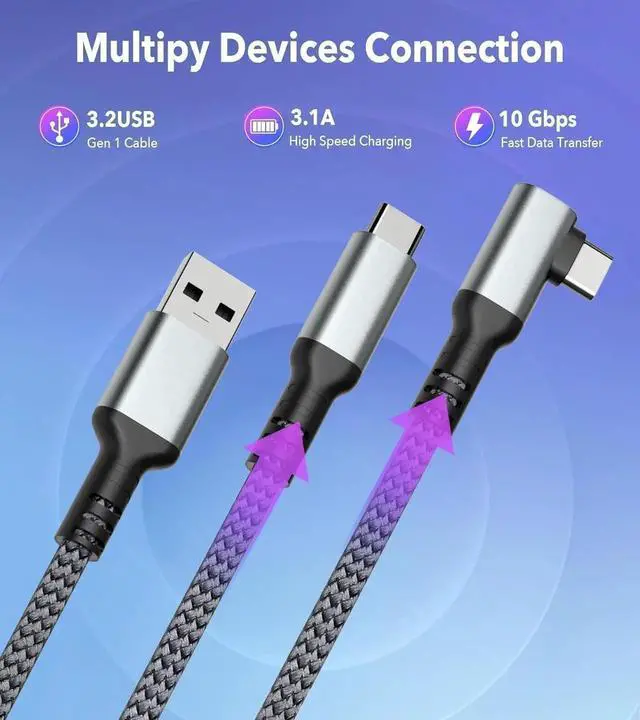 Alt view image 7 of 7 - USB A to C VR Link Cable 16FT/5M for Me-ta Quest 3S, Quest 3, for O-culus Quest 2/Pro Accessories, 3 in-1 Link Cable Charging While Playing All Day, with USB C Sufficient Power for VR Headset
