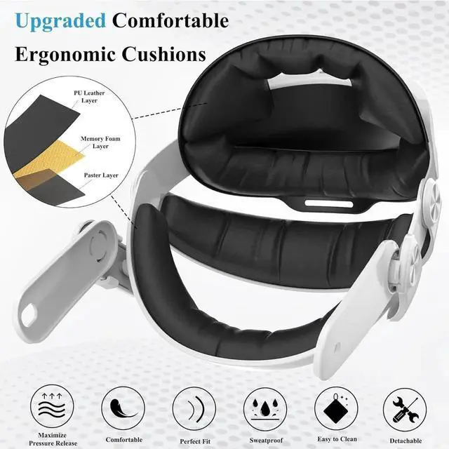 Alt view image 5 of 7 - Head Strap with Battery Pack for Meta/Oculus Quest 3, 6000mAh Elite Strap Replacement for Enhanced Comfort and Play Time, Adjustable Power Bank Headstrap VR Accessories for Meta/Oculus Quest 3 (White)