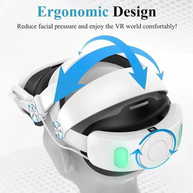 Alt view image 3 of 7 - Head Strap with Battery Pack for Meta/Oculus Quest 3, 6000mAh Elite Strap Replacement for Enhanced Comfort and Play Time, Adjustable Power Bank Headstrap VR Accessories for Meta/Oculus Quest 3 (White)