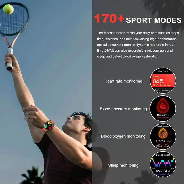Alt view image 3 of 7 - Military Smart Watches Built-in GPS, 170+ Sport Modes Fitness Smart Watch for Men with Flashlight, Smartwatch for Android Phones and iPhone, 1.43" AMOLED Screen Bluetooth Call Compass Altimeter