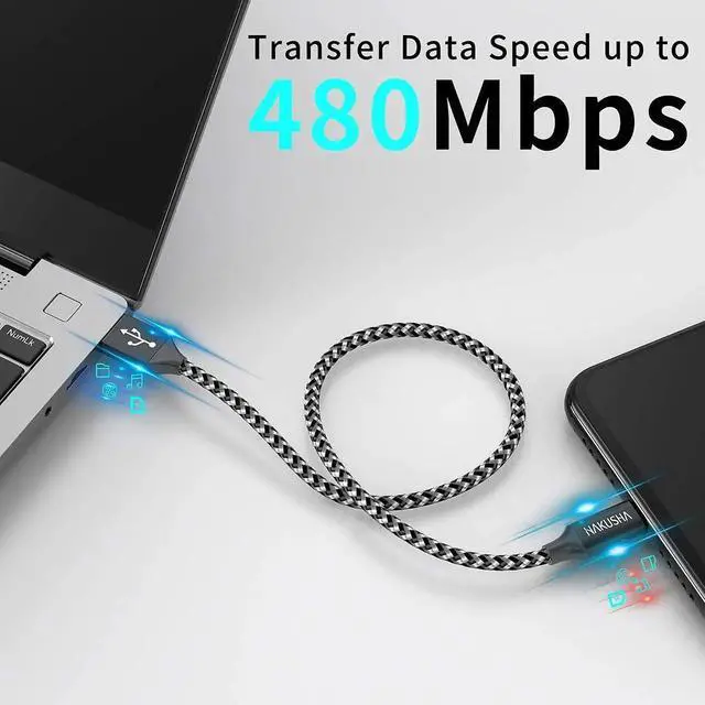 Alt view image 2 of 7 - 5Pack (3/3/6/6/10FT) Fast Charging 3A USB-C to USB-A Nylon Braid Cable Rapid Charger Quick Cord USB C Cable Compatible Samsung Galaxy S10 S9 S8 Plus, Note 10 9 8, LG V50 V40 G8 G7