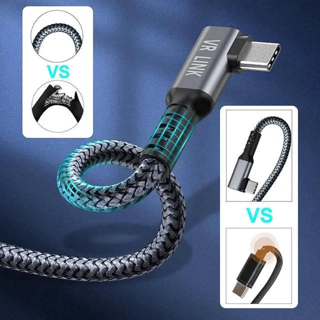 Alt view image 6 of 7 - for Oculus Quest 2 Link Cable 16FT, Quest Link Cable Durable Nylon Braided, VR Headset Cable Type A USB A to USB C High Speed Data Transfer Charging Cord for Gaming PC and USB C 3.2 Gen1 Cable