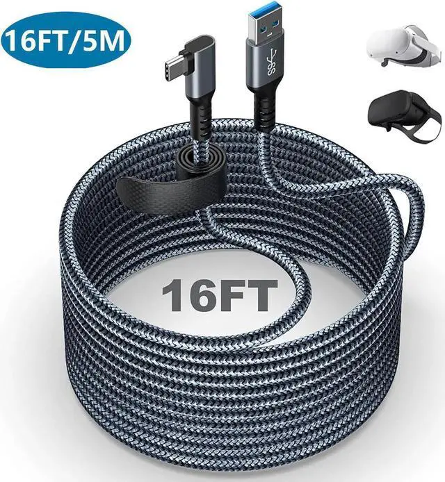 Main image of for Oculus Quest 2 Link Cable 16FT, Quest Link Cable Durable Nylon Braided, VR Headset Cable Type A USB A to USB C High Speed Data Transfer Charging Cord for Gaming PC and USB C 3.2 Gen1 Cable