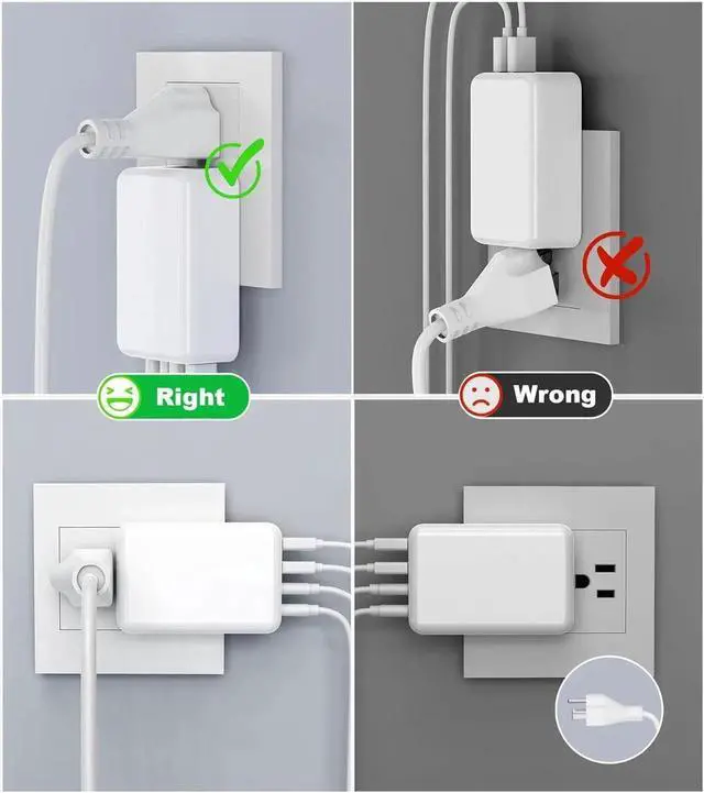 Alt view image 2 of 7 - 2-Pack Flat USB C Fast Wall Charger, 40W 4-Port PD3.0 Slim Type C Cube Blocks Multiport Brick Dual Port PD+QC Plug Power Adapter for i-Phone 15/14/13/12Pro Max Plus Mini,AirPods, Android Phones,Tablet