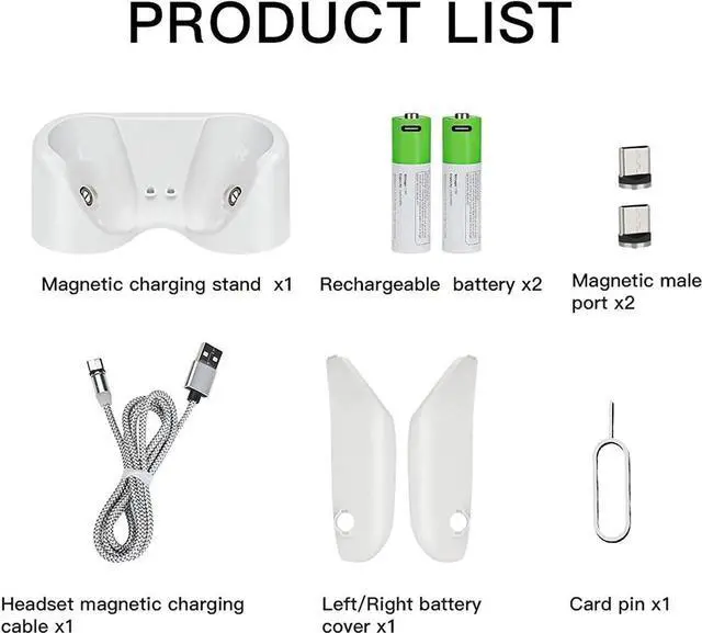 Alt view image 3 of 7 - Charging Dock for Oculus Quest 2, Magnetic Controller & Headest Display Charger, High Speed, Controller Mount Station with 2 Rechergeable Batteries, Battery Cover and USB-C Charger Cable