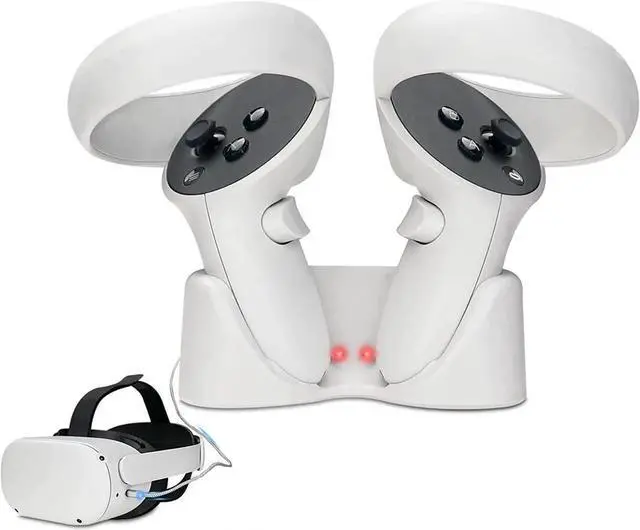 Alt view image 2 of 7 - Charging Dock for Oculus Quest 2, Magnetic Controller & Headest Display Charger, High Speed, Controller Mount Station with 2 Rechergeable Batteries, Battery Cover and USB-C Charger Cable