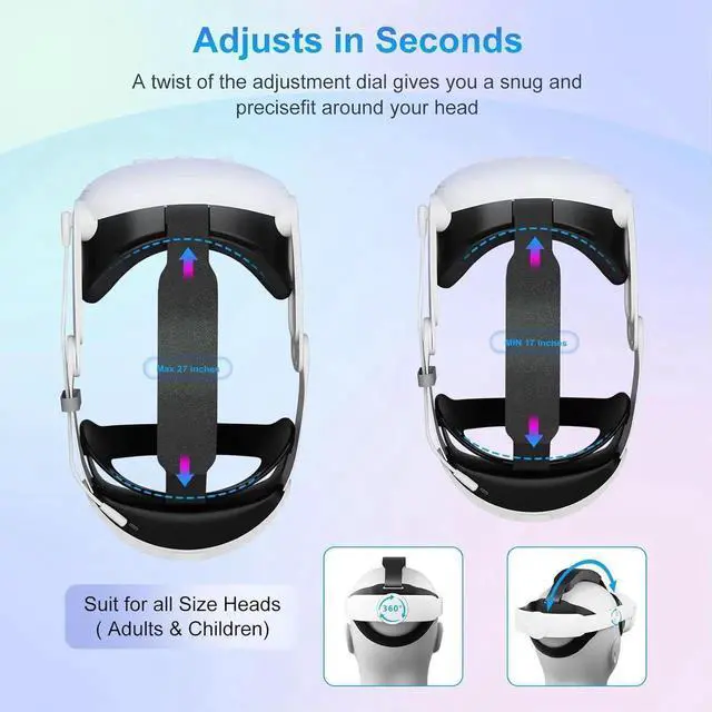 Alt view image 4 of 6 - Head Strap Battery Compatible with Me-ta Quest 3S/Quest 3-10000mAh Elite Strap with Battery Pack Extend Playtime - Enhanced Support for Quest 3S - Replacement Battery Head Strap Accessories