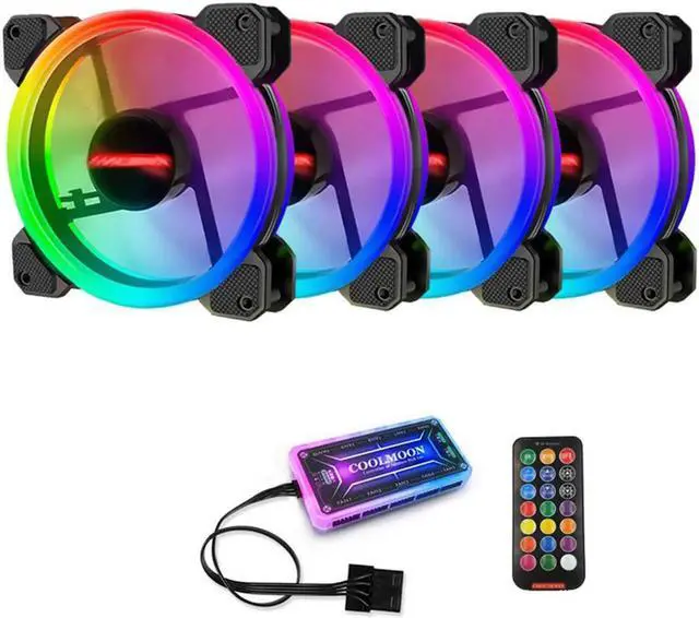 Main image of Computer Case PC Cooling Fan RGB Adjust 120mm Quiet + IR Remote New Computer Cooler RGB CPU Case Fan Four In One