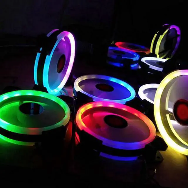 Alt view image 7 of 7 - Computer Case PC Cooling Fan RGB Adjust 120mm Quiet + IR Remote New Computer Cooler RGB CPU Case Fan Four In One