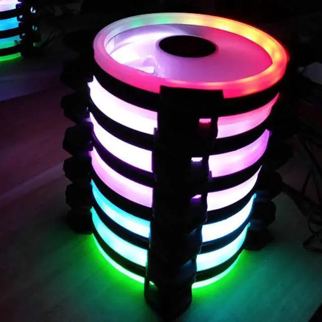 Alt view image 3 of 7 - Computer Case PC Cooling Fan RGB Adjust 120mm Quiet + IR Remote New Computer Cooler RGB CPU Case Fan Four In One