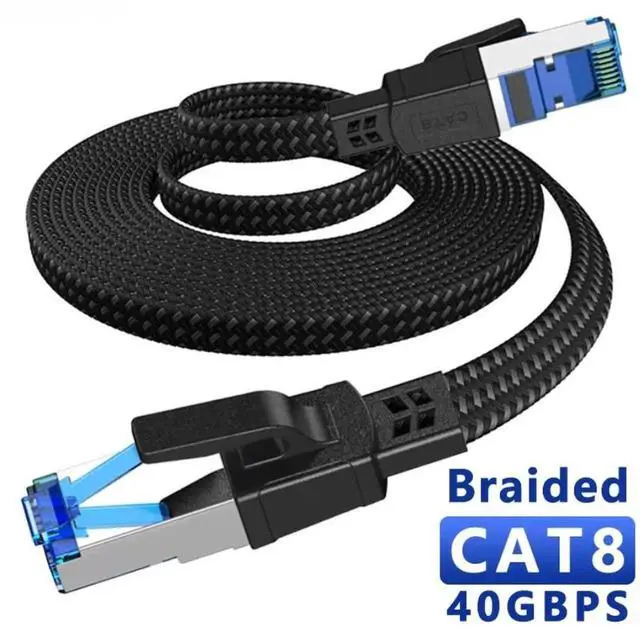 Main image of Cat 8 Ethernet Cable 3FT/1M, Braided High Speed 40Gbps 2000Mhz Lan Patch Cord RJ45 Network Cable, Ethernet LAN Cable for Indoor/Outdoor Use - Perfect for Modem/Router/Gaming/PC