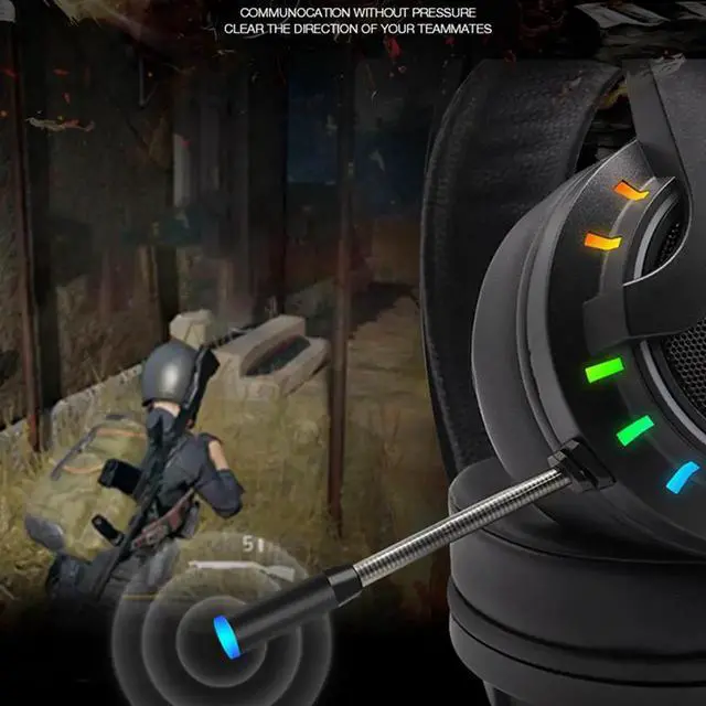 Alt view image 3 of 7 - Stereo Gaming Headset for PS4, PC, Xbox One Controller, 7.1-Channel Noise Cancelling Over Ear Headphones with Mic, LED Light, Bass Surround, Soft Memory Earmuffs for Laptop Mac Nintendo PS3 Games