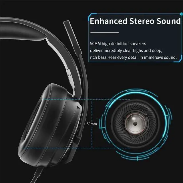 Alt view image 3 of 7 - Wired Gaming Headset & for Xbox one Headset & PS4 Gaming Headset, 3.5mm Surround Stereo Gaming Headphones with Mic Soft Memory Earmuffs for PC,Laptop, PS3