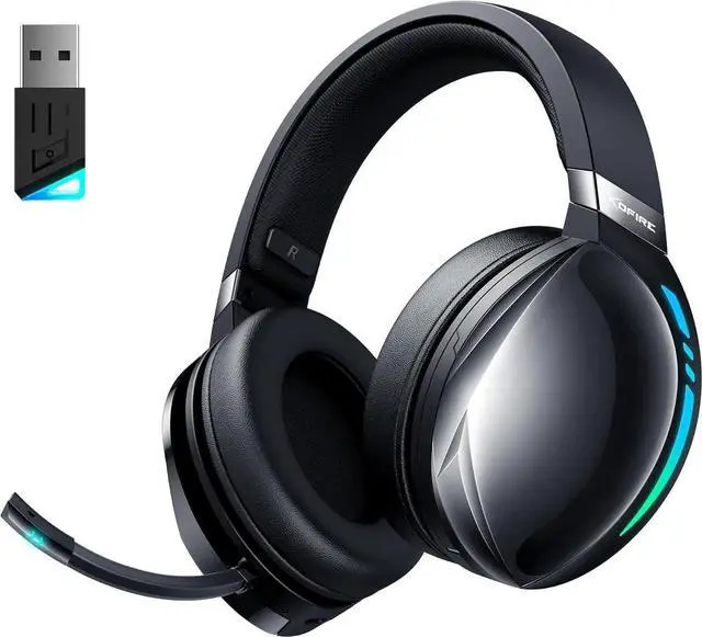 Main image of Wireless Gaming Headset, 2.4GHz & Bluetooth Gaming Headphones with Noise Cancelling Microphone, 3D Stereo Sound, 65Hr Battery Life Wireless Headset for PS5, PS4, PC, Switch, Mac, RGB Light