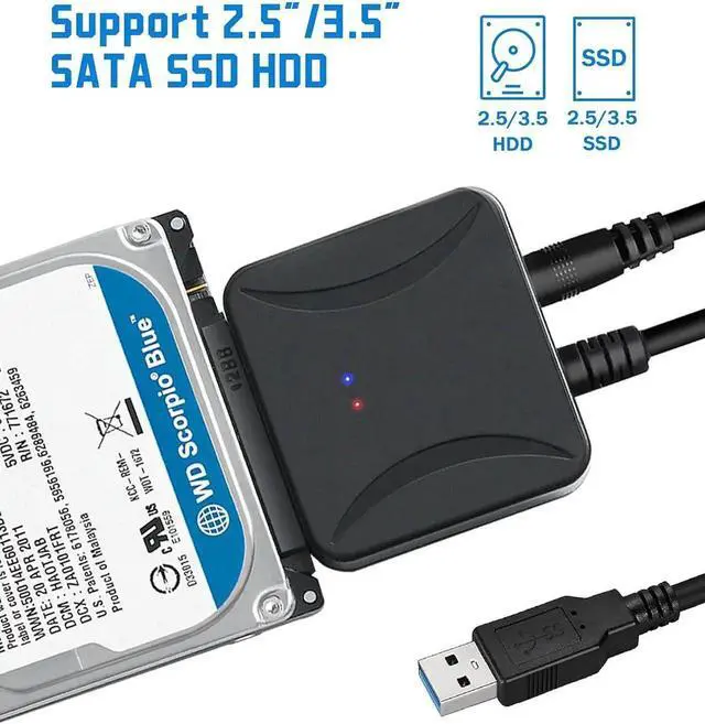 Alt view image 3 of 6 - SATA to USB 3.0 Adapter, USB 3.0 to SATA III Hard Drive Adapter, SATA to USB 3.0, Hard Drive Reader SATA Adapter for 2.5/3.5 inch HDD SSD UASP with 12V/2A Power