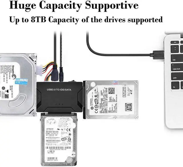 Alt view image 7 of 7 - USB To IDE SATA Data Adapter USB3.0 To IDE SATA Hard Disk Transfer Converter 4 in 1 For PC Laptop 2.5 3.5inch 8TB Hard Disk Dock
