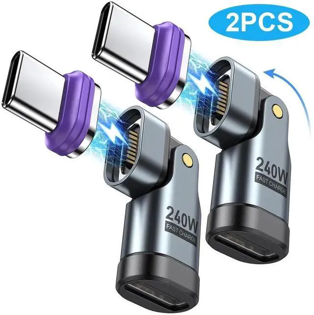 Main image of PD 240W 16PIN USB C Magnetic Adapter (2Pack)/USB C 90 Degree Adapter/Right Angle C Adapter/C to C Adapter for i-Phone 16/15 Series, Ma-Book Pro/1Pad Series, Galaxy, G-oo-gle Pixel etc..