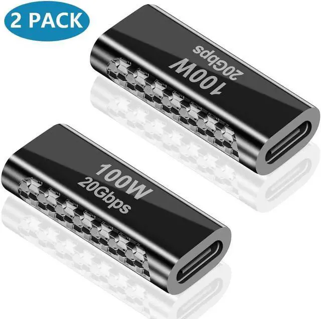 Main image of [2 PACK] USB C Female to Female Adapter 100W, USB C Couple Adapter, USB C Female to USB C Female Adapter Support 20Gbps Data Transfer for i-Pad Pro, Laptop, Phones and More Type C Devices