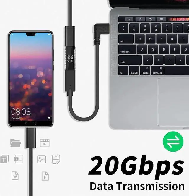 Alt view image 2 of 7 - [2 PACK] USB C Female to Female Adapter 100W, USB C Couple Adapter, USB C Female to USB C Female Adapter Support 20Gbps Data Transfer for i-Pad Pro, Laptop, Phones and More Type C Devices