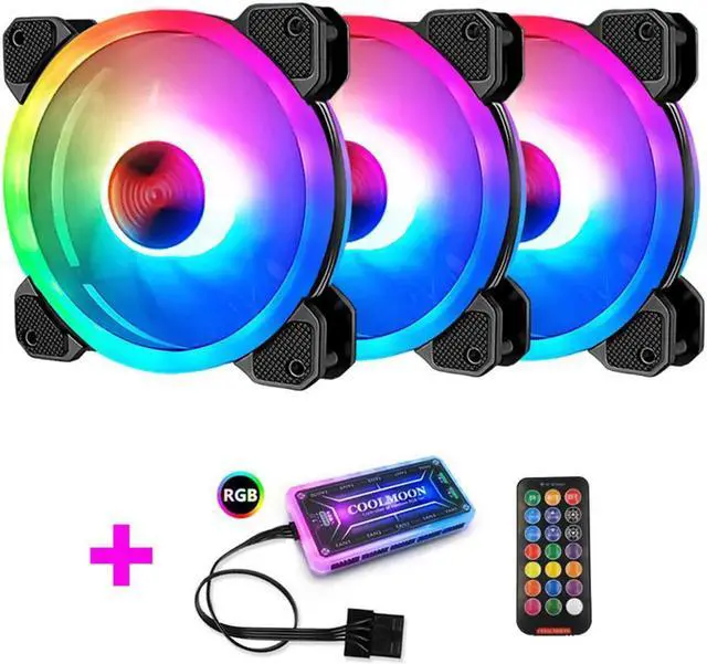 Main image of Computer Case PC Cooling Fan RGB Adjust 120mm Quiet + IR Remote New Computer Cooler RGB CPU Case Fan Three in One