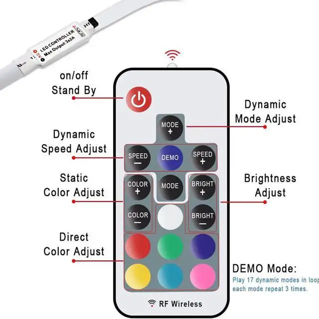 Alt view image 2 of 7 - Led Strip lights, Bias Lighting for 40-60 inch HDTV 6.6ft RGB USB Powered LED Light Strip with RF Remote,TV Backlight Kit for Flat Screen TV, PC