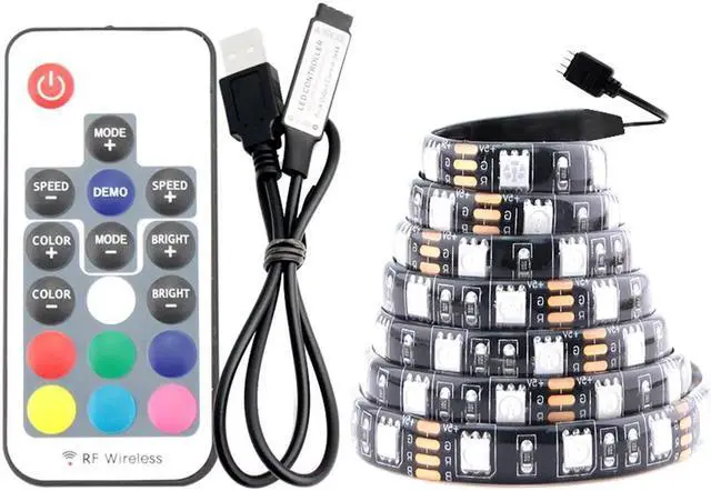 Alt view image 4 of 7 - Led Strip lights, Bias Lighting for 40-60 inch HDTV 6.6ft RGB USB Powered LED Light Strip with RF Remote,TV Backlight Kit for Flat Screen TV, PC