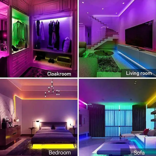 Alt view image 7 of 7 - 50ft/15M LED Flexible Strip Lights, LED Lights Strip RGB LED Strip Music Sync Color Changing LED Strip Lights APP Bluetooth Controll + Remote, LED Lights for Bedroom,Party and Home Decoration
