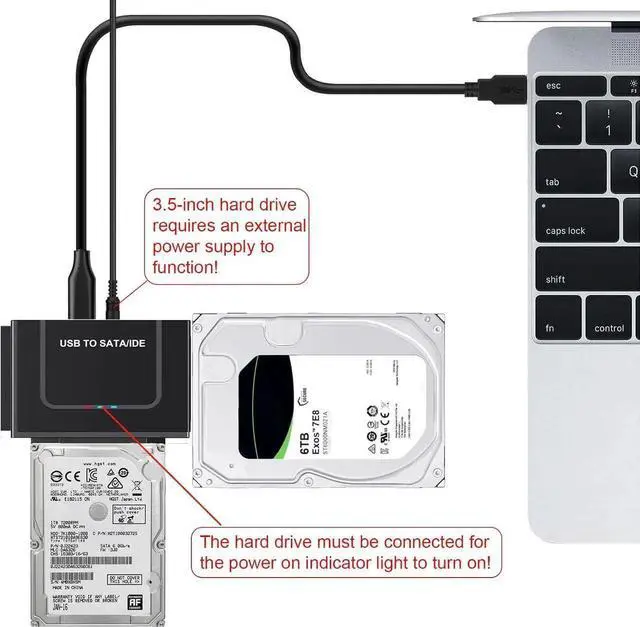 Alt view image 3 of 7 - USB 3.0 to IDE SATA Adapter, USB 3.0 Type C Hard Drive Reader External HDD Converter for 2.5/3.5 inches IDE SATA HDD SSD, DVD/CD Optical Drive, 12V/2A Power Adapter Included