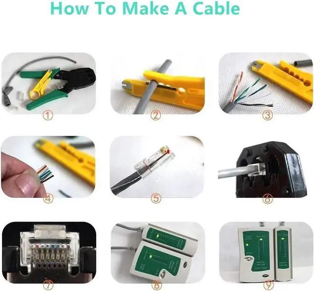 Alt view image 3 of 7 - Network Cable Repair Maintenance Tool Kit Set 11 in 1 Portable Phone Cable Crimper 8P8C 4P4C 6P6C Connectors RJ45 RJ11 Cat5 Cat6 Cable Tester