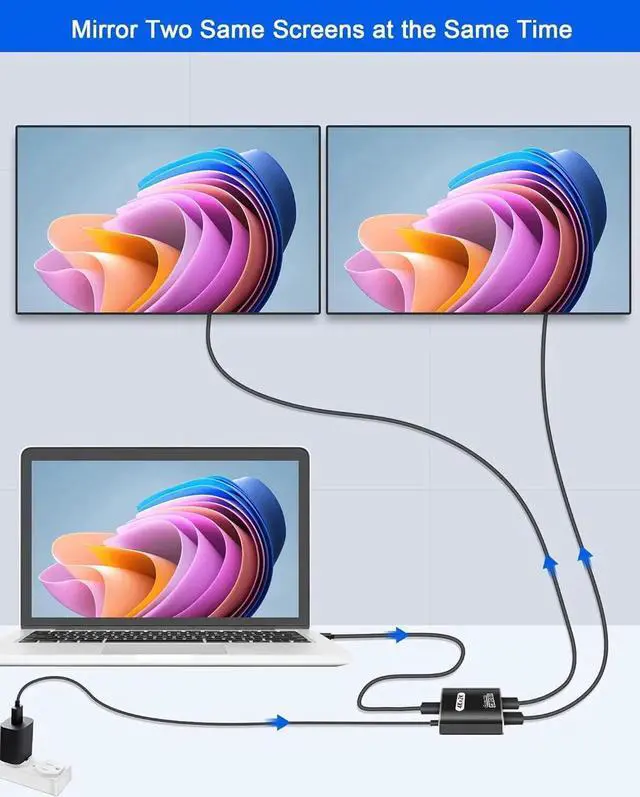 Alt view image 5 of 7 - HDMI Splitter 1 in 2 Out, 4K HDMI Splitter for Dual Monitors Supports 3D Full HD 1080P Aluminum HDMI Spliter Dual Monitor HDMI Adapter Compatible for PS4 Fire Stick HDTV(1 Source to 2 Displays)