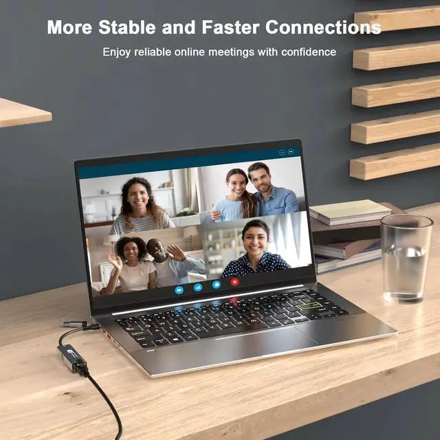 Alt view image 6 of 7 - USB C to Ethernet Adapter 5Gbps, 2-in-1 USB to 5Gbps Ethernet Cable, 5000Mbps Type C to RJ45 Network LAN Internet Converter, Aluminum Case Compatible for i-Phone 16 15 Pro Max, MacBook Pro/Air