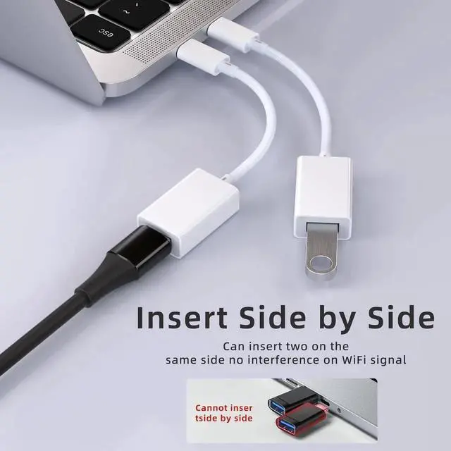 Alt view image 7 of 7 - USB C to USB 3.0 Adapter [2 Pack], USB C Male to USB Female OTG Cable Thunderbolt3 to USB Adapter Compatible with Mac-Book Pro/Air, i-Phone 16 Pro Max/16 Plus/16/15, Galaxy S24/S23/S22/S21
