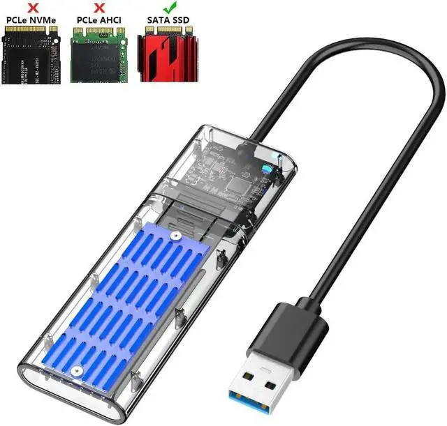 Main image of Transparent M.2 SSD Enclosure High Speed USB3.0 Gen1 5Gb/S M.2 NGFF SATA External Hard Drive Case for PC