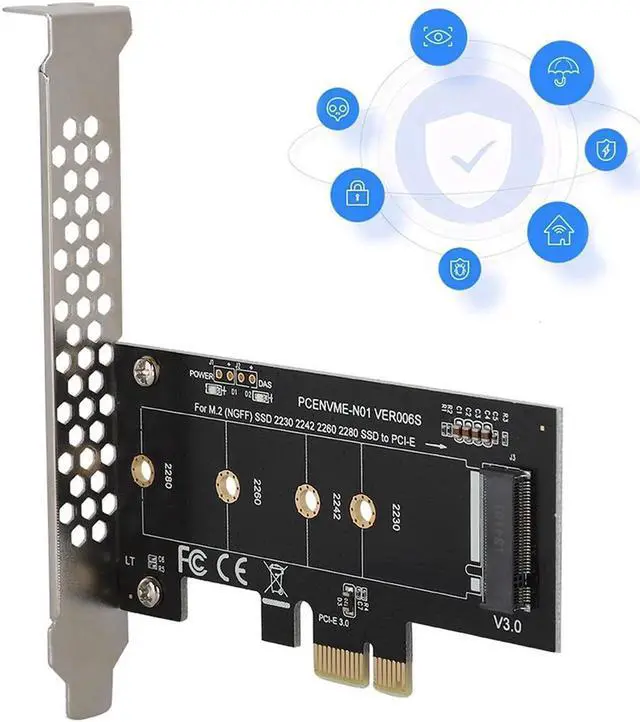 Alt view image 7 of 7 - NVME M.2 SSD M Key to PCI-e 3.0 x1 Host Controller Expansion Card,Supports M2 NGFF PCI-e 3.0, 2.0 or 1.0, NVME or AHCI, M-Key, 2280, 2260, 2242, 2230 Solid State Drives with Low Profile Bracket